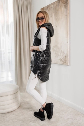 Czarna kamizelka ze złotym suwakiem