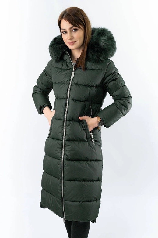 Czarna gruba kurtka zimowa plus size do kolan