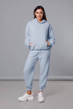 Ciepły damski komplet dresowy w kolorze niebieskim