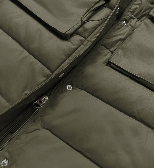 Długi bezrękawnik damski z kapturem army