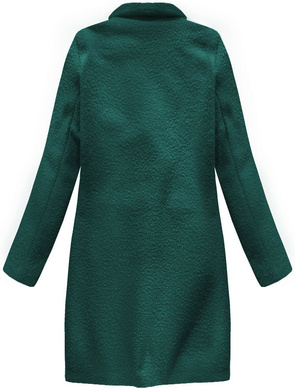 WEŁNIANY PŁASZCZ BARANEK BUTELKOWA ZIELEŃ (23108)