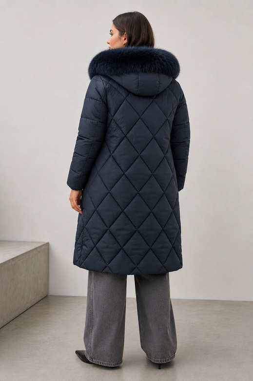 LONG WINTER HOODED JACKET NAVY BLUE (7688BIG)