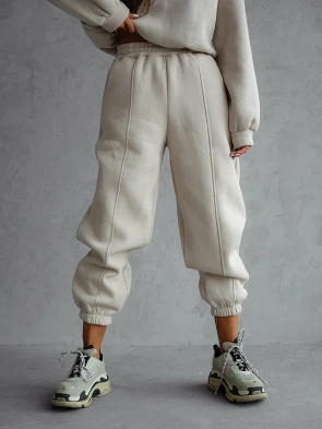 Beżowy bawełniany dres damski