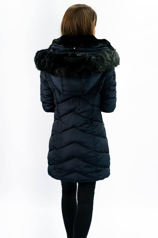QUILTED HOODED JACKET NAVY BLUE (W732)