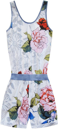 SHORT FLORAL PATTERNED JUMPSUIT WHITE (9017/3)