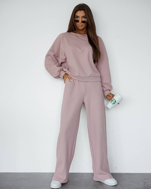 Dwuczęściowy komplet typu wafel pudrowy róż