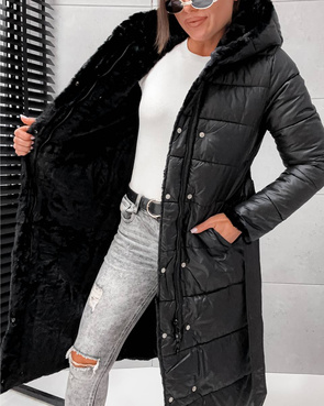 2w1 czarna zimowa kurtka - futro