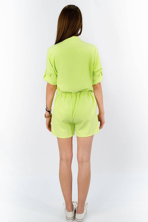 SHORT LEG STAND-UP COLLAR JUMPSUIT LIME (ART28)