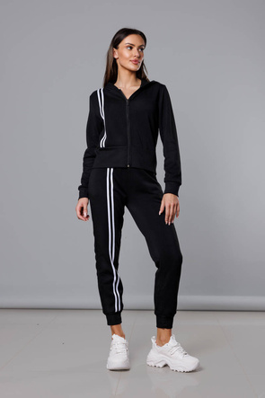 Czarno-biały dres damski z ozdobnymi pasami