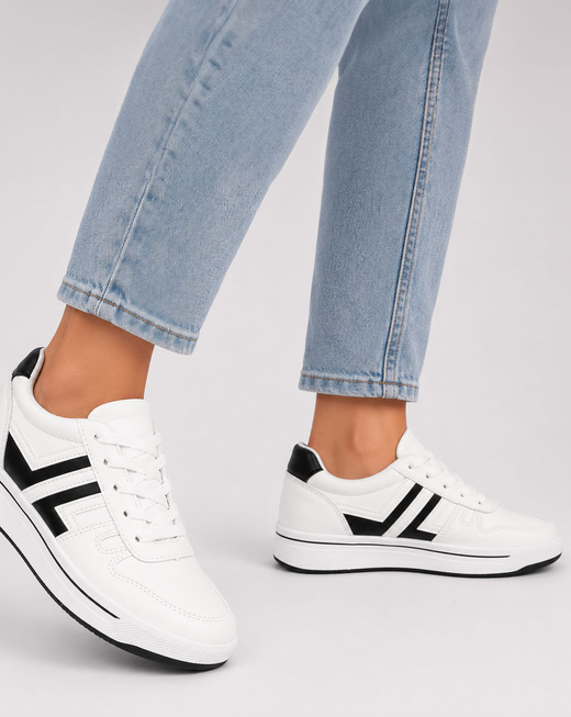 Sportowe buty damskie biało-czarne (ad-587)