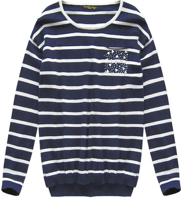 GESTREIFT PULLOVER MARINEBLAU-WEIß (P010)