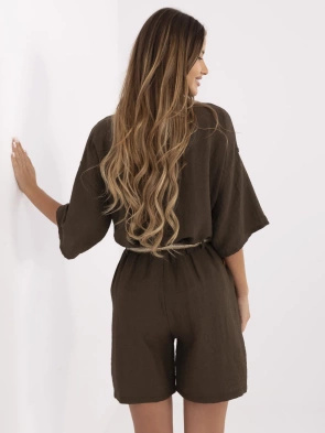 Luźne szorty do połowy uda ciemnobrązowe