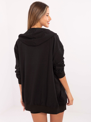 Czarny sportowy komplet bluza + top + szorty