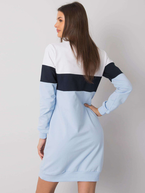 Cienka bawełniana bluza ze ściągaczami biały/granat/błękit