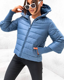 Krótka kurtka niebieska z asymetrycznym dołem