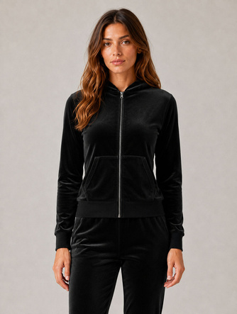 Zestaw bluza + spodnie dresowe welur czarny