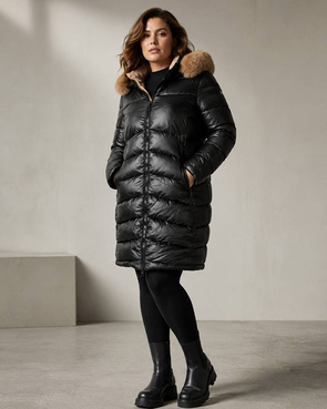 Czarno-beżowa dwustronna kurtka damska z odpinanym kapturem plus size