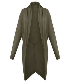 DŁUGI SWETER Z KOŁNIERZEM KHAKI (SW88)