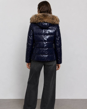 GLOSSY QUILTED NAVY JACKET (7695)
