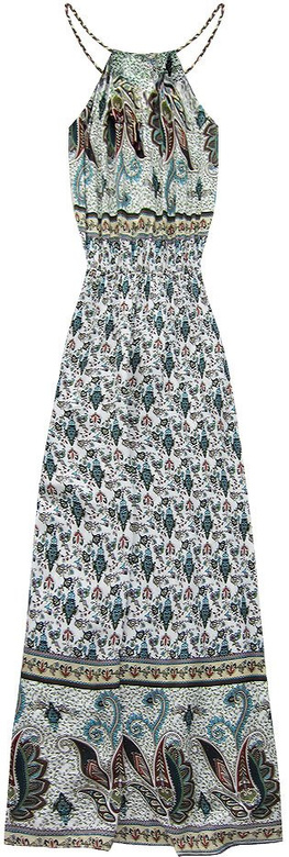 MAXI PATTERNED DRESS WHITE-GREEN (2636)