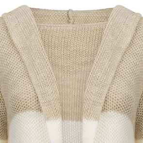LONGPULLOVER MIT KAPUZE UND TASCHEN BEIGE-WEIß (121ART)