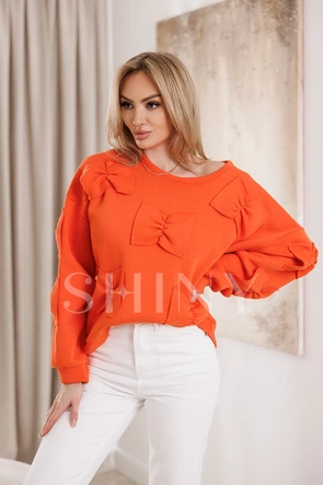 Ozdobna gruba bluza damska pomarańczowa