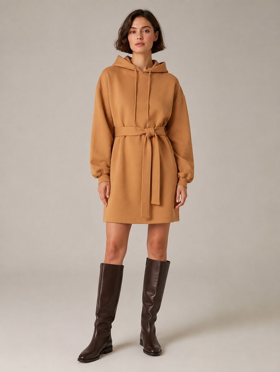 Luźna sukienka oversize camel