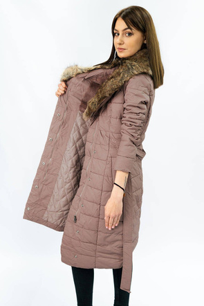 COAT WITH FUR COLLAR VINTAGE PINK (5528)