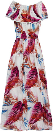 SUKIENKA Z ODKRYTYMI RAMIONAMI BIAŁO-RÓŻOWA (71205#)