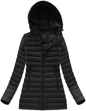 PIKOWANA KURTKA Z KAPTUREM CZARNA (7236)