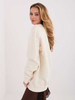 Ocieplana długa bluza basic ecru
