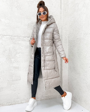 2w1 beżowa zimowa kurtka - futro