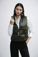 Krótka kamizelka khaki typu puffer