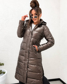 Przejściowa kurtka damska do kolan czekolada