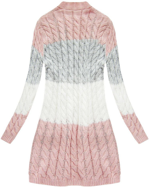 LONGPULLOVER MIT TASCHEN GRAU-ROSA (69ART)