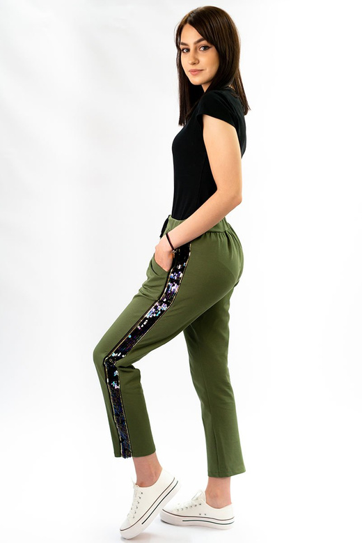BAUMWOLLE HOSE MIT SEITLICHEM STREIFEN KHAKI (193ART)