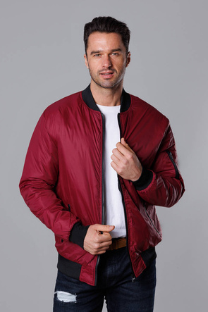 Bordowa męska kurtka typu bomber