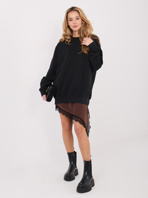 Ocieplana długa bluza basic czarna