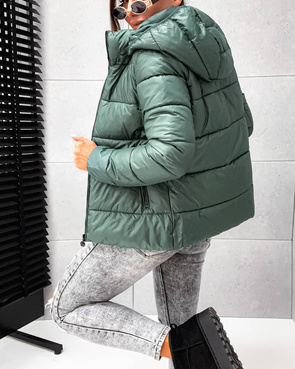 Klasyczna puchowa kurtka zimowa zielony ciemny