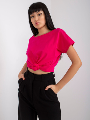 Gładki t-shirt z krótkim rękawem fuksja