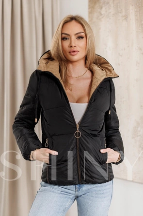 Dwustronna kurtka czarny-beż