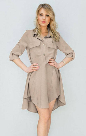 KLEID MIT TASCHEN BEIGE (267ART)