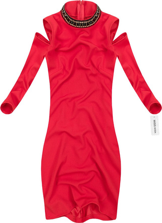 KALTE SCHULTER KLEID ROT (7440)