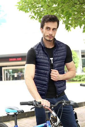 MĘSKA KAMIZELKA Z PUCHEM NATURALNYM GRANATOWA (5008)