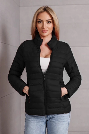 Pikowana kurtka ze stójką czarna