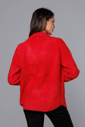 Kurtka alpaka na guziki czerwona