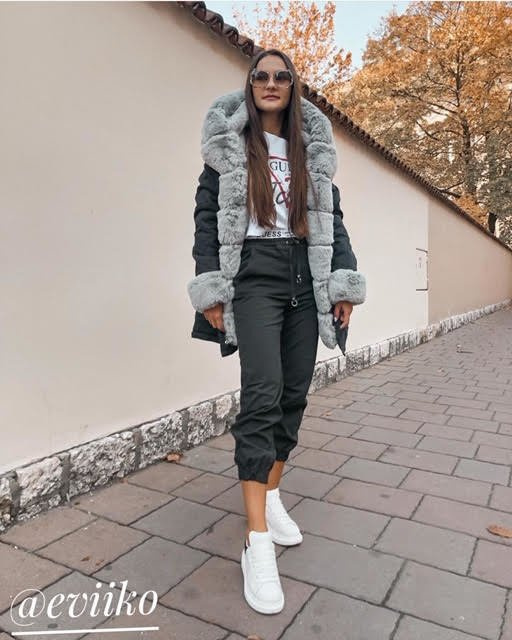 COTTON PARKA WITH FUR KHAKI (XW793X)