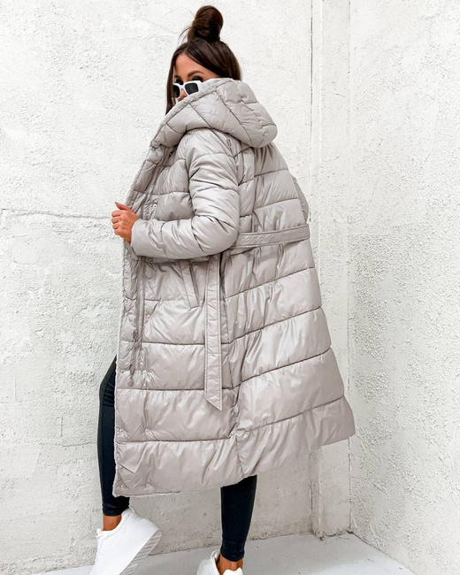 2w1 beżowa zimowa kurtka - futro