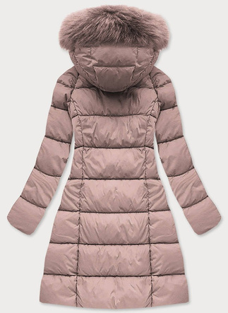 LANGE WINTER STEPPJACKE MIT KAPUZE ANTIK ROSA (7751BIG)