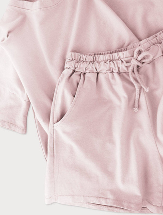 DRES DAMSKI BLUZA I SPODENKI PUDROWY RÓŻ (598ART)